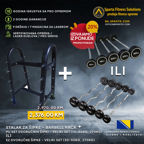 Barbel rack + PU set dvoručnih šipki ili EZ dvoručne šipke